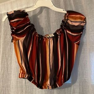 BARELY WORN Midnight Sky Multi Colored Striped Crop Shirt